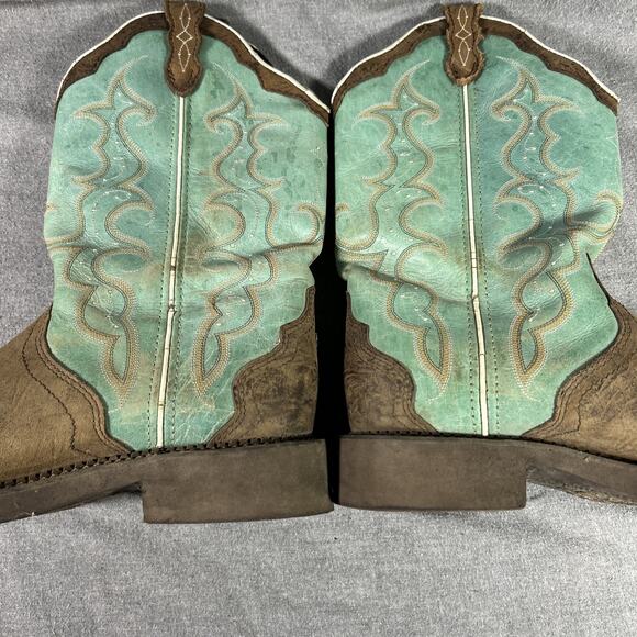 Justin Gypsy Raya Brown & Turquoise Leather Western Cowboy Boots L2904 Size 9B - Picture 10 of 14